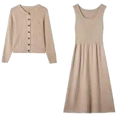 稻草人 简约百搭气质马甲背心裙针织套装 女款