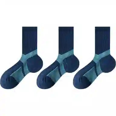 二三二三 深色薄款条纹透气吸汗运动袜户外登山抗菌防臭舒适防滑高弹不勒脚袜简约日常通勤百搭短袜中筒袜 男款