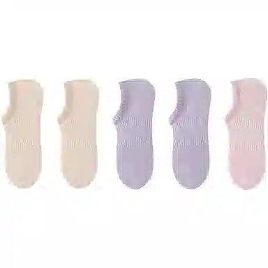 二三二三 纯色柔软条纹薄款船袜跑步健身抗菌防臭高弹不勒脚防滑运动袜简约日常通勤百搭袜组合装短袜 男款