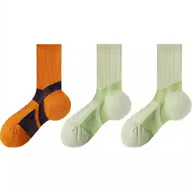 二三二三 深色薄款条纹透气吸汗运动袜户外登山抗菌防臭舒适防滑高弹不勒脚袜简约日常通勤百搭短袜中筒袜 男款