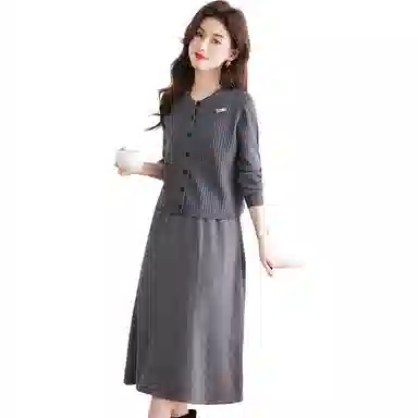 稻草人 简约百搭气质马甲背心裙针织套装 女款