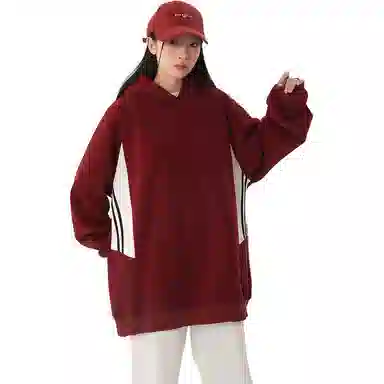 欧迪芬 春秋美式撞色运动上衣情侣宽松打底设计感连帽卫衣 男女同款