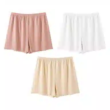 二三二三 清新冰丝无痕亲肤柔软舒适女士纯色防夹臀防走光安全裤透气不闷汗可外穿简约日常打底短裤组合装 平角内裤 女款