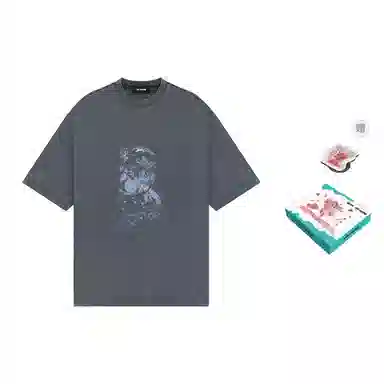 WE11DONE SS24 Printed Crewneck T-Shirt Charcoal Gray