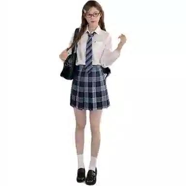 东鲸岁时记 长袖衬衫纯色基础款通勤学院风上衣小个子高腰半身裙裙装套装 女款