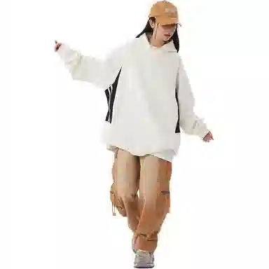 欧迪芬 春秋美式撞色运动上衣情侣宽松打底设计感连帽卫衣 男女同款