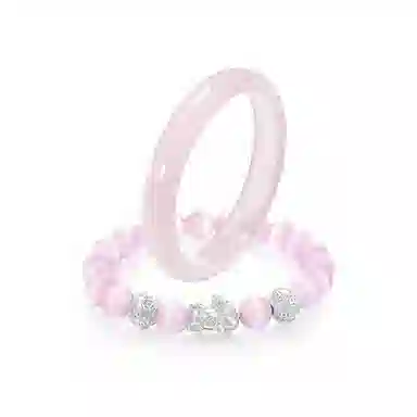 【初恋】芙蓉粉 貔貅招财叠戴轻奢时尚小众高级感显白粉恋爱告白一步一响平安吉祥 岁月静好 #好运 玻璃猫眼 手镯 男女同款情侣款