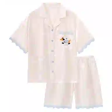 静英鸾 卡通小狗甜美风休闲舒适翻领家居服睡衣套装 男女同款