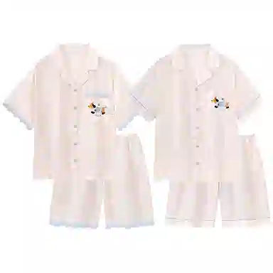 静英鸾 卡通小狗甜美风休闲舒适翻领家居服睡衣套装 男女同款