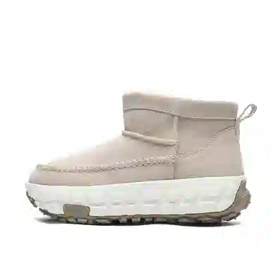 小红人 牛反绒 保暖 厚底 百搭轮胎底 短筒 雪地靴 男女同款 米灰色