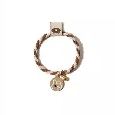 【卡通小兔铃铛吊牌】 攸委 手工编织可爱头绳甜美少女心学生网红森系发绳 锦纶 扎马尾丸子头发圈两用带手小皮筋男朋友 男女同款情侣款