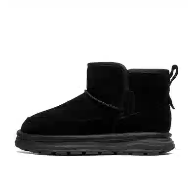 小红人 牛反绒 保暖减震防滑 舒适百搭 短筒 雪地靴 男款 黑色