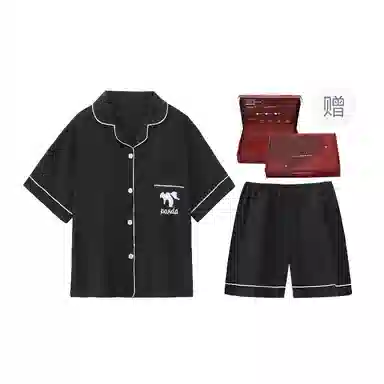 静英鸾 卡通熊猫纯色简约风休闲舒适家居服睡衣礼盒 男女同款