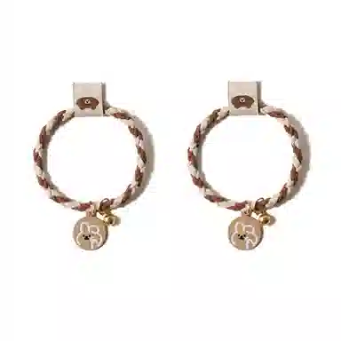 【卡通小兔铃铛吊牌】 攸委 手工编织可爱头绳甜美少女心学生网红森系发绳 锦纶 扎马尾丸子头发圈两用带手小皮筋男朋友 男女同款情侣款