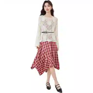 爱依服 法式设计感甜美通勤长袖连衣裙 女款