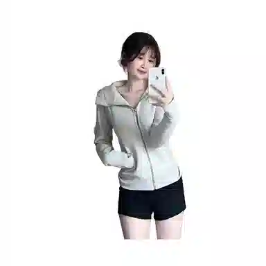 望莱仕 显瘦开衫连帽女春秋季美式修身运动瑜伽卫衣 女款