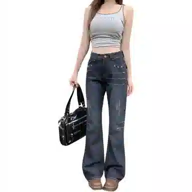 淑好百 微喇叭春秋高腰牛仔裤 女款