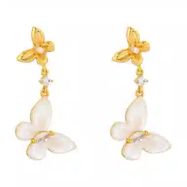 一撇一捺 蝶梦流光蝶舞翩然 合金 耳环 女款