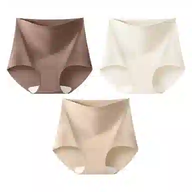 二三二三 粉底液高腰交叉收腹裤隐形无痕亲肤柔软舒适透气吸汗防卷边防夹臀日常简约百搭短裤组合装三角内裤 女款