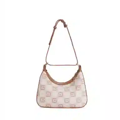 都宝路 质感复古休闲精致印花拼色百搭日常通勤小众简约 合成革 单肩包 女款 杏色