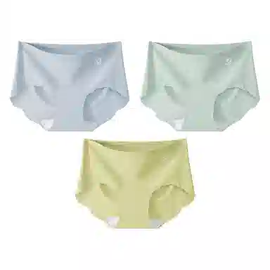 二三二三 清新山茶花奶皮隐形无痕可爱花边亲肤柔软舒适透气吸汗纯色简约日常百搭短裤组合装三角内裤 女款