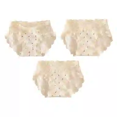 二三二三 日系甜美交叉蕾丝花边少女轻薄透气亲肤柔软舒适小碎花纯欲清新日常简约百搭短裤组合装三角内裤 女款