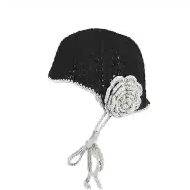 氧气樱桃 韩系手工复古针织编织花朵保暖护耳包头钩针氛围感自拍神器 涤纶 绒线帽 男女同款情侣款