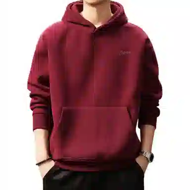 贵色 美式复古纯色简约刺绣重磅学院风潮流时尚百搭连帽休闲日常穿搭上衣卫衣 男女同款