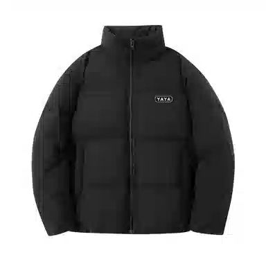 鸭鸭 经典暖冬系列 简约字母厚板设计感青少年基础款立领拉链纯色套头日常休闲旅游学生党好物 防寒保暖显瘦百搭羽绒服 男女同款