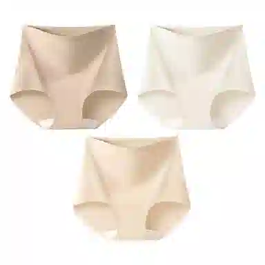 二三二三 粉底液高腰交叉收腹裤隐形无痕亲肤柔软舒适透气吸汗防卷边防夹臀日常简约百搭短裤组合装三角内裤 女款