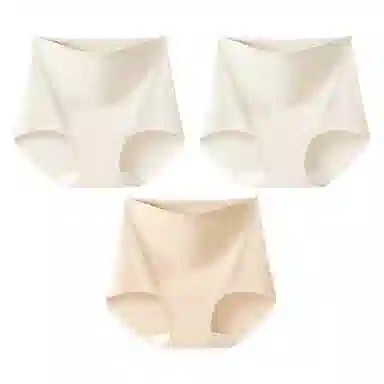 二三二三 粉底液高腰交叉收腹裤隐形无痕亲肤柔软舒适透气吸汗防卷边防夹臀日常简约百搭短裤组合装三角内裤 女款