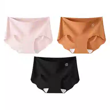 二三二三 清新山茶花奶皮隐形无痕可爱花边亲肤柔软舒适透气吸汗纯色简约日常百搭短裤组合装三角内裤 女款