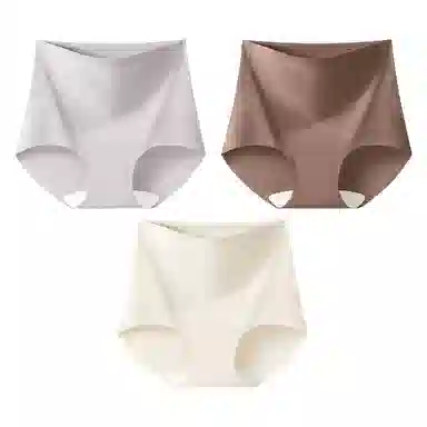 二三二三 粉底液高腰交叉收腹裤隐形无痕亲肤柔软舒适透气吸汗防卷边防夹臀日常简约百搭短裤组合装三角内裤 女款