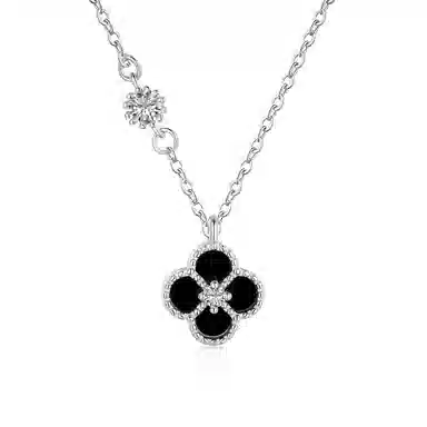 【S925纯银 好运四叶草】 七七银饰 幸运眷顾 诸事顺利有钱花 轻奢转运锁骨链 轻奢高级幸运草百搭通勤 约会告白女友 玛瑙 项链 女款