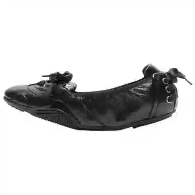 Acne Studios Lambskin Round Toe Lace-Up Ballet Flats Black