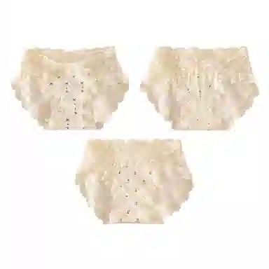 二三二三 日系甜美交叉蕾丝花边少女轻薄透气亲肤柔软舒适小碎花纯欲清新日常简约百搭短裤组合装三角内裤 女款