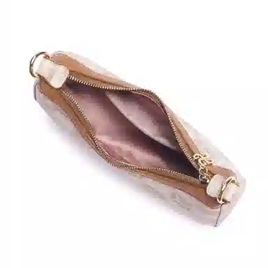 都宝路 质感复古休闲精致印花拼色百搭日常通勤小众简约 合成革 单肩包 女款 杏色