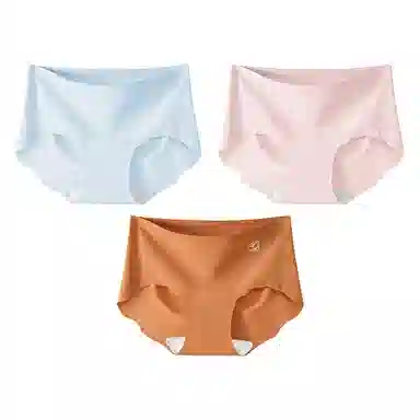 二三二三 清新山茶花奶皮隐形无痕可爱花边亲肤柔软舒适透气吸汗纯色简约日常百搭短裤组合装三角内裤 女款