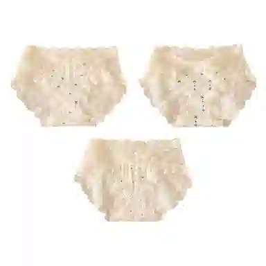 二三二三 日系甜美交叉蕾丝花边少女轻薄透气亲肤柔软舒适小碎花纯欲清新日常简约百搭短裤组合装三角内裤 女款