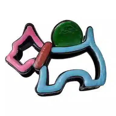 千桐 多巴胺卡通可爱撞色小狗抓夹盘发鲨鱼夹日常百搭饰品 亚克力 发夹 女款