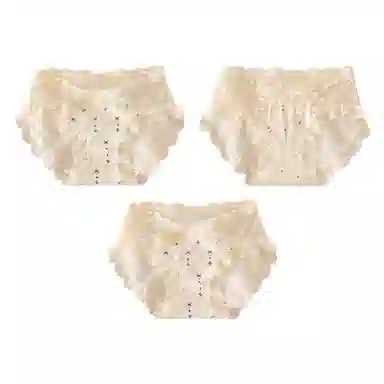 二三二三 日系甜美交叉蕾丝花边少女轻薄透气亲肤柔软舒适小碎花纯欲清新日常简约百搭短裤组合装三角内裤 女款
