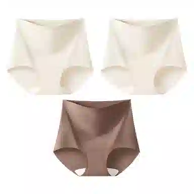 二三二三 粉底液高腰交叉收腹裤隐形无痕亲肤柔软舒适透气吸汗防卷边防夹臀日常简约百搭短裤组合装三角内裤 女款