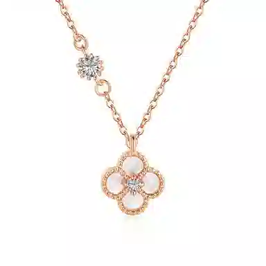 【S925纯银 好运四叶草】 七七银饰 幸运眷顾 诸事顺利有钱花 轻奢转运锁骨链 轻奢高级幸运草百搭通勤 约会告白女友 玛瑙 项链 女款