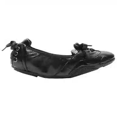 Acne Studios Lambskin Round Toe Lace-Up Ballet Flats Black
