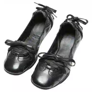 Acne Studios Lambskin Round Toe Lace-Up Ballet Flats Black