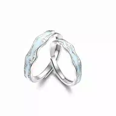 【S999银 光年之境】 银彦 永浴爱河恋人对戒 钟久久不规则纹理开口可调节小众设计日常百搭通勤恋爱告白礼盒 足银 戒指 男女同款情侣款