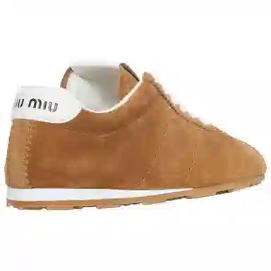 Miu Miu Plume Suede Low Sneakers Brown