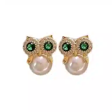 澜耀 独特猫头鹰珍珠 小众设计高级感耳饰 合金 耳环 女款