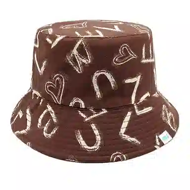 心水好物 字母印花涂鸦潮人小众设计轻奢感高顶显脸小街头潮流 棉  渔夫帽 男女同款情侣款