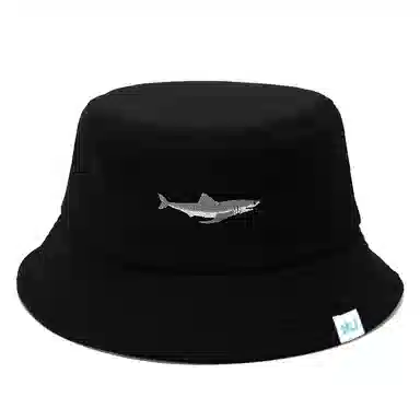 心水好物 简约时尚卡通鲨鱼刺绣百搭户外钓鱼防紫外线太阳帽 棉  渔夫帽 男女同款情侣款